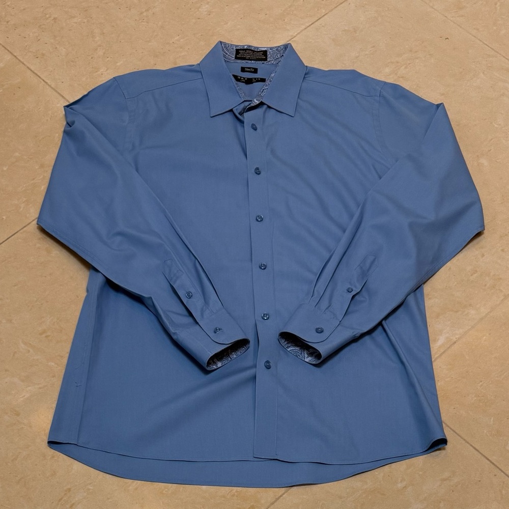 Marquis Signature Men's Blue Dress Shirt Slim Fit. Size: L/G 15-15 1/2 Used